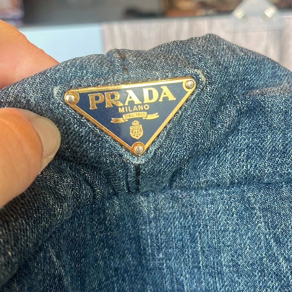 Prada Denim Tote Bag | Authentic | Classic Logo Shopper - Picture 7 of 11